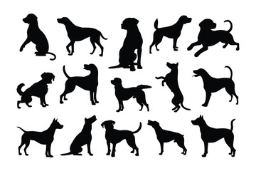 Collection of diverse black cat silhouettes in various poses showcasing their graceful forms and elegant postures