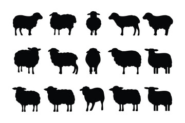 Collection of black silhouette illustrations of various turkey poses and styles for thanksgiving and autumn themes