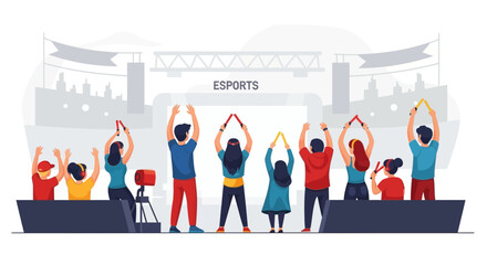 Enthusiastic Crowd Cheer at an Exciting Live Esports Gaming Event