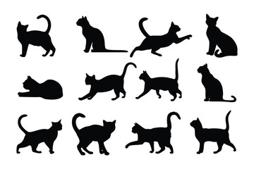 Diverse collection of silhouette animal illustrations showcasing various species in dynamic poses and movements