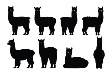 Collection of silhouetted antelope and gazelles in various poses against a white background