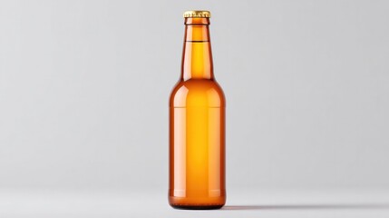 Fototapeta premium minimalistic image of single beer bottle on white background