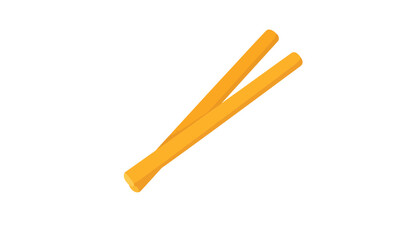 Obraz premium Two simple golden yellow breadsticks or biscuit sticks in a flat vector style.