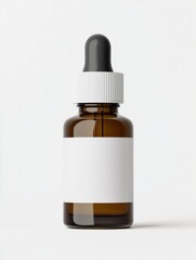 Amber Dropper Bottle Mockup on White Background