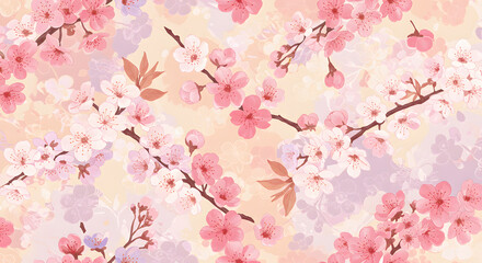 Fototapeta premium Botanical Wallpaper with Soft Flowers