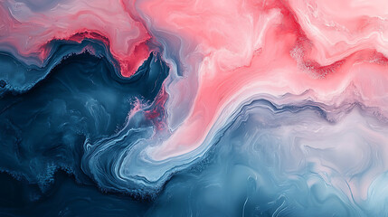 Abstract marble pattern looping with soft pink and blue tones creating fluid and calming visual effect with smooth swirling textures