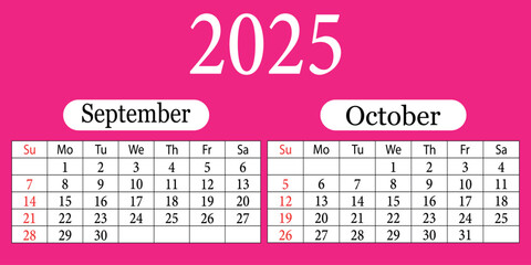 September and October 2025 Calendar. September 2025 calendar. October 2025 calendar