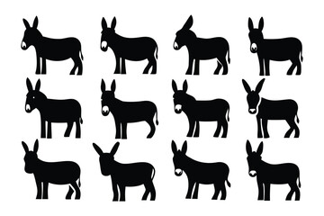 Collection of diverse black silhouette duck poses and styles showcasing various waterfowl forms