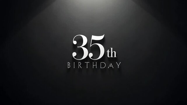 Celebrate a milestone 35th birthday with elegant white lettering on a dramatic dark background.