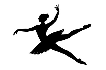 Fototapeta premium Silhouette of ballerina dancer in arabesque pose graceful ballet performance art