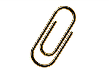 Golden paperclip gleaming against transparent backdrop, symbolizing professional connection and minimalist office aesthetic