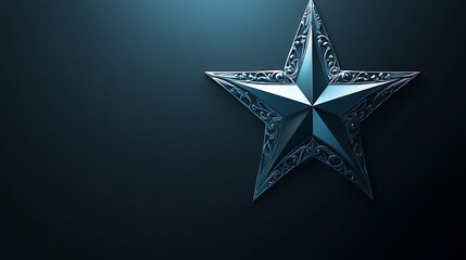 Fototapeta premium Ornate blue star on dark background
