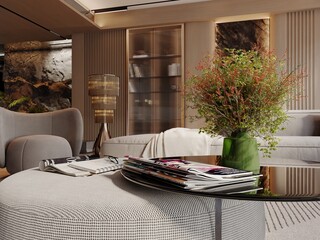 Luxury Modern Interior Design Collection – Kitchen, Living Room, Bedroom & Bathroom 3D Renders

