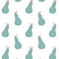 Cute simple flat pattern with a pumpkin in blue on a white background for decoration and textiles