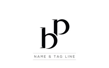 BP logo design. A sophisticated, minimalistic logo design featuring golden stylized typography,  perfect for branding concepts emphasizing luxury, professionalism, and contemporary aesthetics.