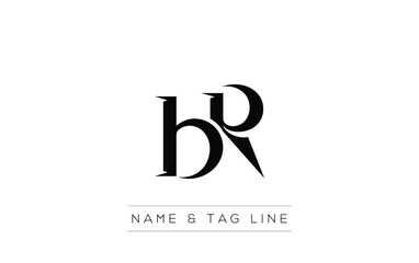 BR logo design. A sophisticated, minimalistic logo design featuring golden stylized typography,  perfect for branding concepts emphasizing luxury, professionalism, and contemporary aesthetics.
