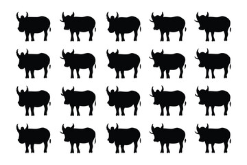 Collection of silhouetted cobra serpents in defensive hooded stances against a white background