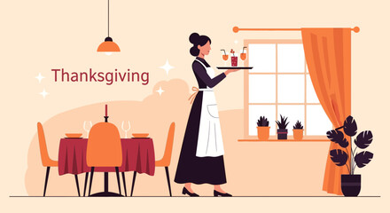 Elegant Thanksgiving Celebration Served With Warm Hospitality And Traditional Accoutrements