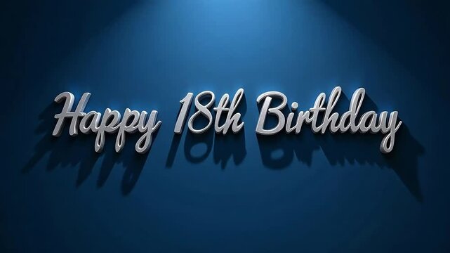 Celebrate milestone 18th birthdays with elegant silver lettering on a deep blue backdrop