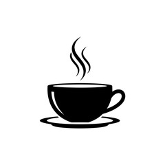 Obraz premium Steaming coffee cup and saucer icon symbolizing a hot beverage morning ritual and cafe culture