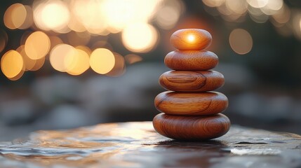 Obraz premium Stacked wooden stones, tranquil scene