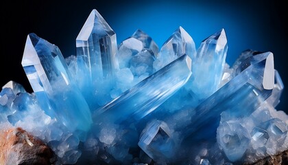 a captivating intersection of blue fluorite crystals with a translucent icy finish