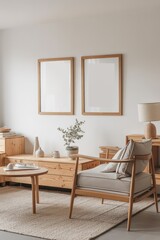 Boho Living Room Poster Frame Mockup
