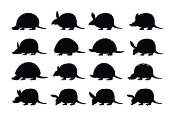 Collection of silhouetted gorillas in various poses demonstrating their powerful physique and primate nature