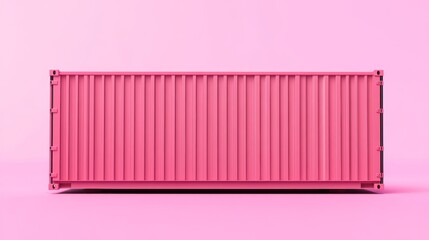 Large industrial shipping container at busy global cargo transport facility and logistics center