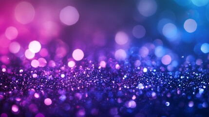 Vibrant Abstract Composition Featuring Glittering Silver, Purple and Blue Lights in a Soft Defocused Background Banner