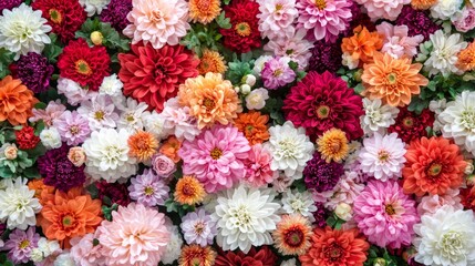 Vibrant Chrysanthemum Flower Wall Background Featuring A Mix Of Stunning Colors For Wedding Decoration