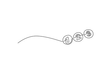 Obraz premium Continuous line art depicting numbers 1, 2, and 3 Simple and minimalist presentation