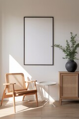Boho Living Room Poster Frame Mockup
