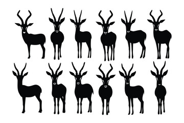 Collection of black giraffe silhouettes showcasing their distinctive long necks and elegant stances in a repeating pattern