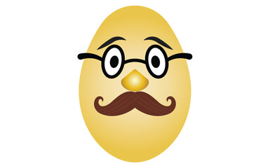 Cartoon Egg Character With Moustache, Glasses, And Whimsical Features