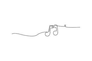 Continuous line art of musical notes on white Simple, minimalist, elegant Music and melody concept