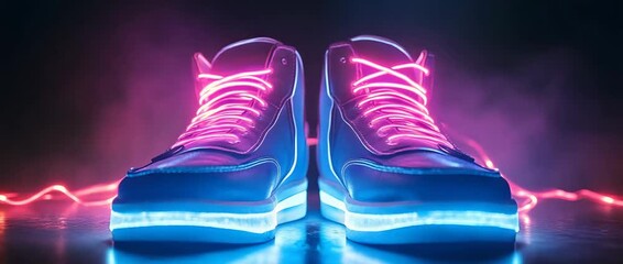 Ultra HD Glowing reflective lights on sneakers video vibrant light-up shoes video electrifying footwear video the ultimate LED sneakers video LED lights on sneakers video