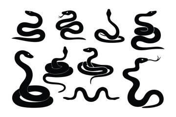 Collection of twelve distinct black silhouette illustrations of squirrels in various poses and activities