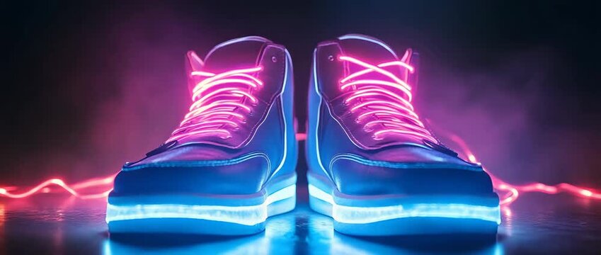 Ultra HD Glowing reflective lights on sneakers video vibrant light-up shoes video electrifying footwear video the ultimate LED sneakers video LED lights on sneakers video