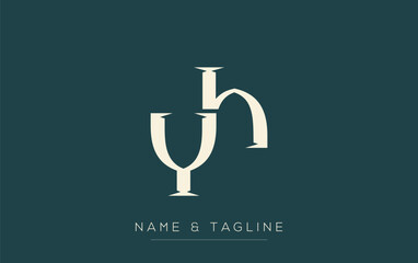 YH Elegant Monogram Logo Design Featuring Stylized Letters. A sophisticated monogram logo representation showcasing artistic typography with a modern design