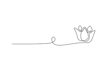 Line drawing of a abstract floral or crown shape Simple minimalist design in black
