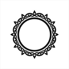 Celtic Round Line Art Silhouette Frame Icon