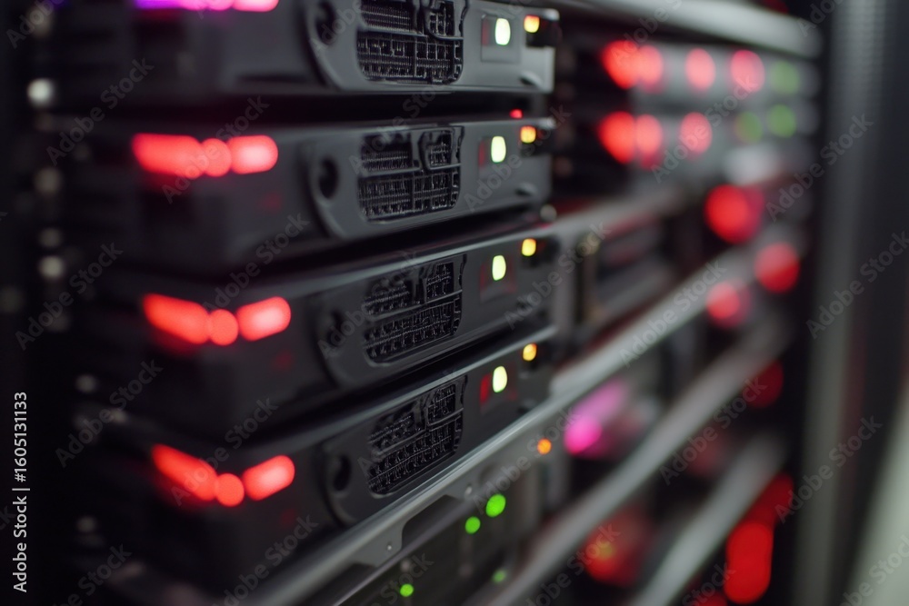 Poster data protection measures in action with digital data processing systems and servers in a modern tech