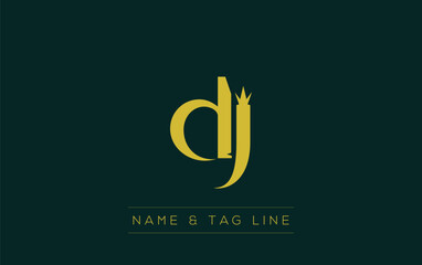 DJ logo design. A sophisticated, minimalistic logo design featuring golden stylized typography,  perfect for branding concepts emphasizing luxury, professionalism, and contemporary aesthetics.