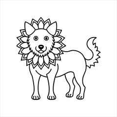 Mandala Dog Line Art Coloring Page