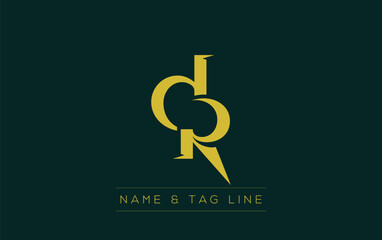 DR logo design. A sophisticated, minimalistic logo design featuring golden stylized typography,  perfect for branding concepts emphasizing luxury, professionalism, and contemporary aesthetics.