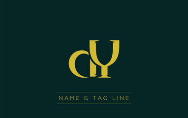 DY logo design. A sophisticated, minimalistic logo design featuring golden stylized typography,  perfect for branding concepts emphasizing luxury, professionalism, and contemporary aesthetics.