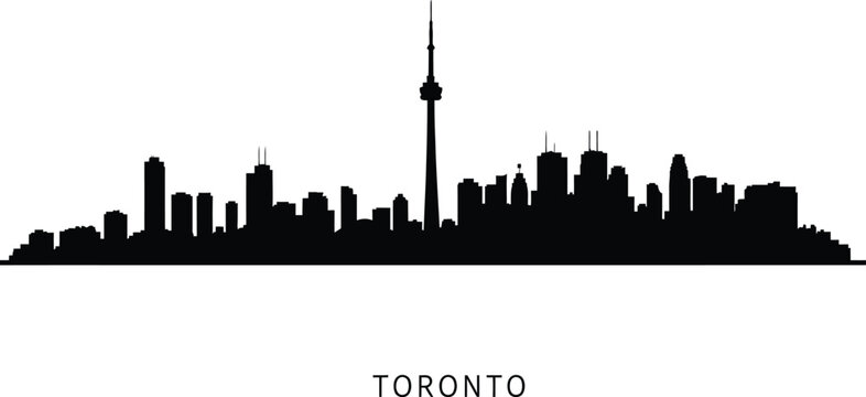 Toronto City Skyline Silhouette, Vector, Icon, Logo, White Background