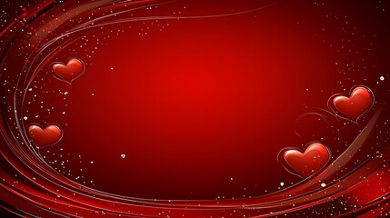 Romantic red background with hearts