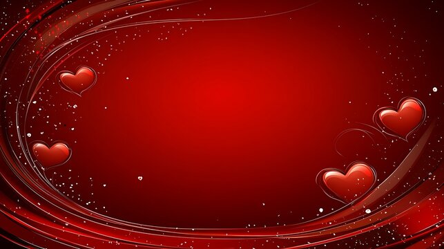 Romantic red background with hearts